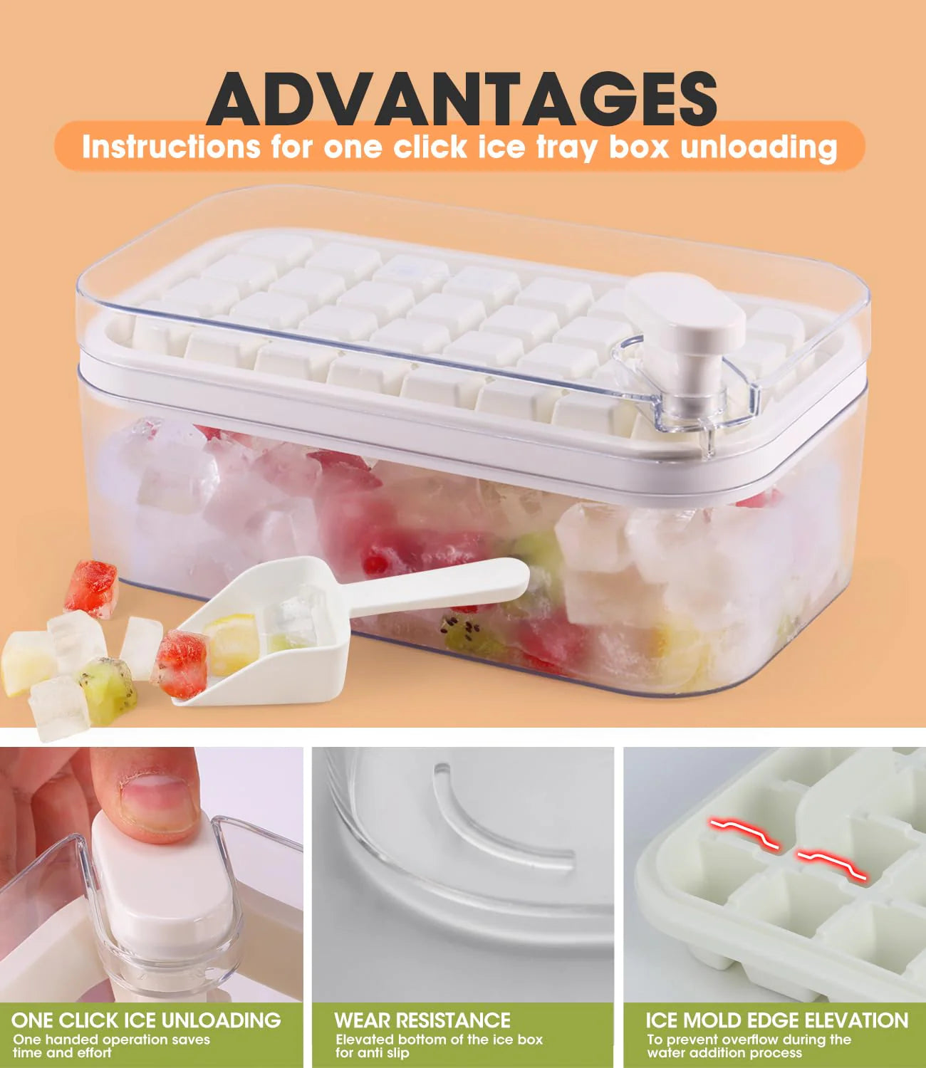 One Button Ice Cube Tray