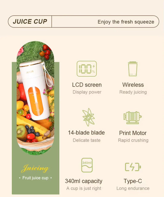 340ML Portable Juicer With Led Screen
