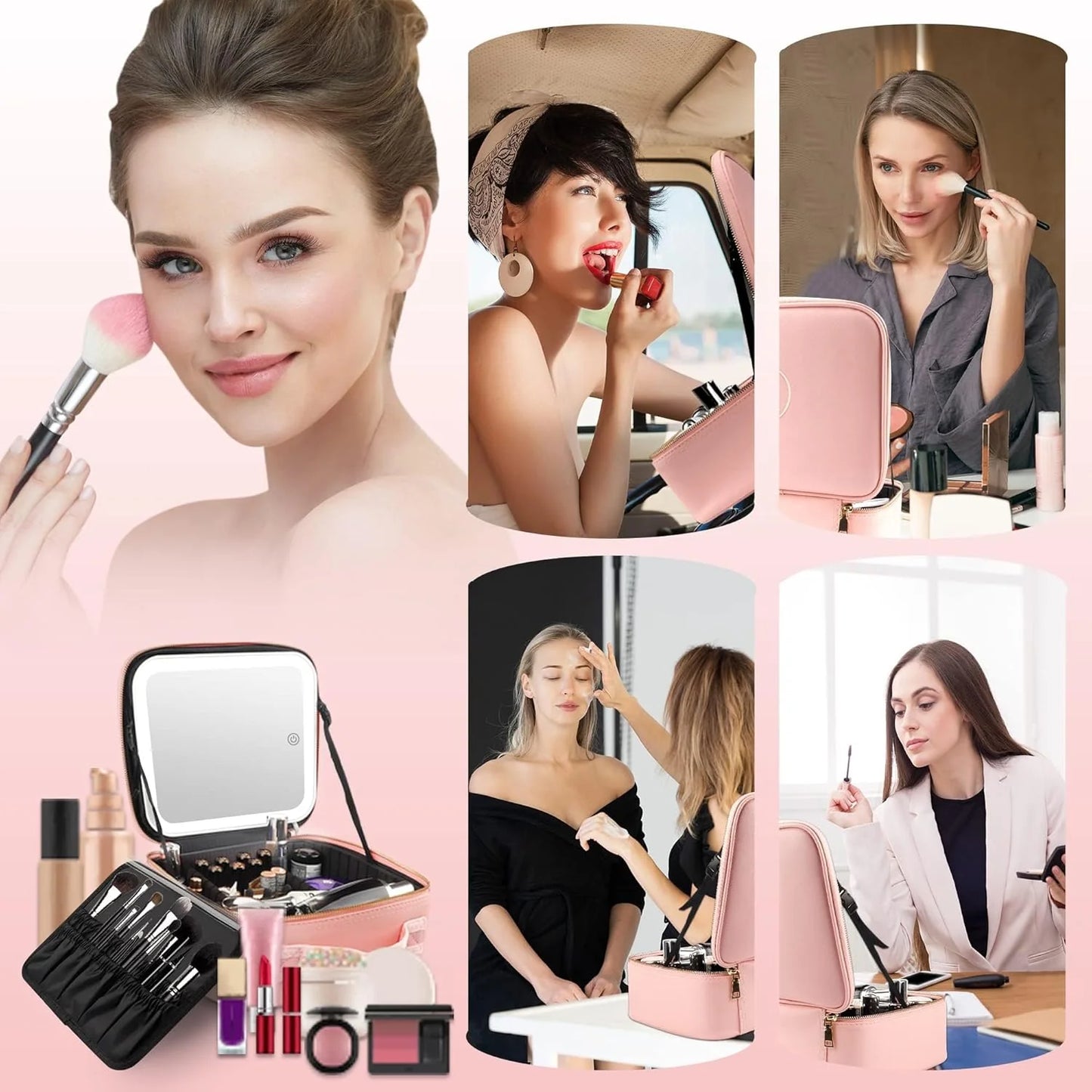 Travel Makeup Bag With Led Mirror