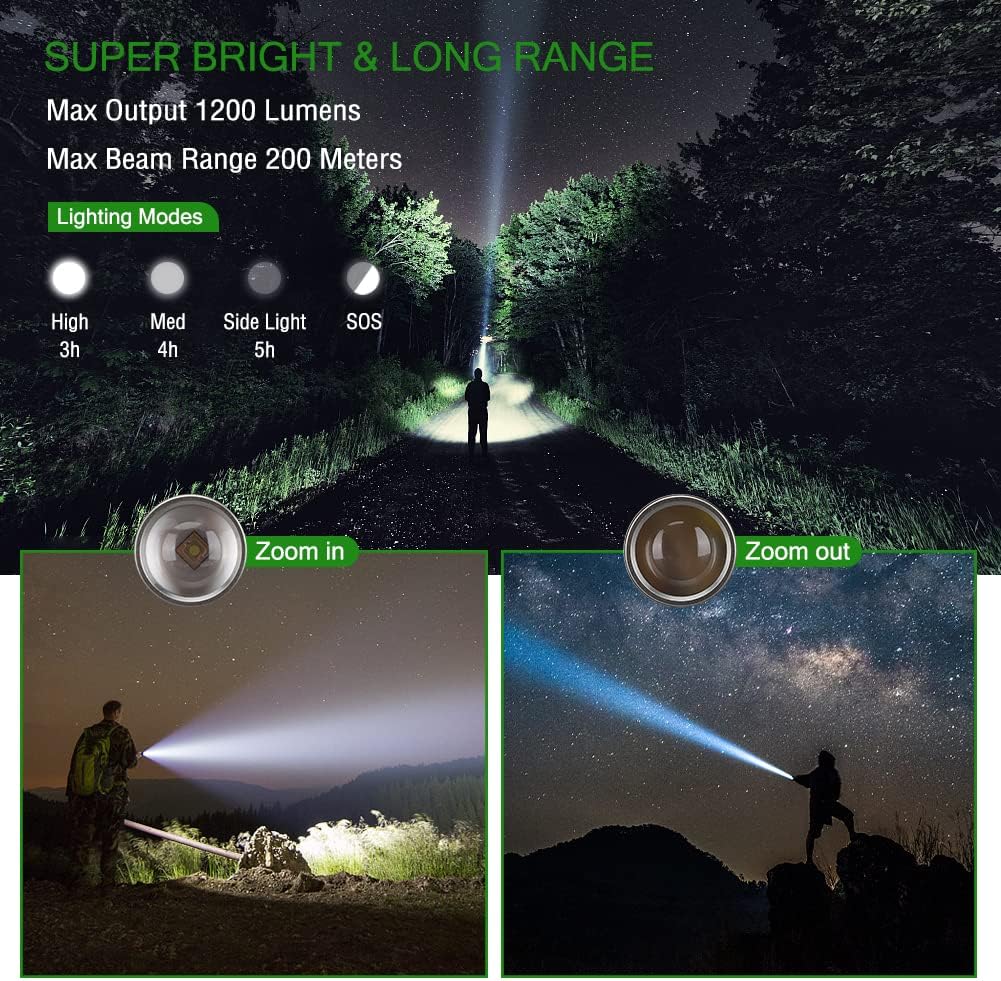 5 modes led flashlight