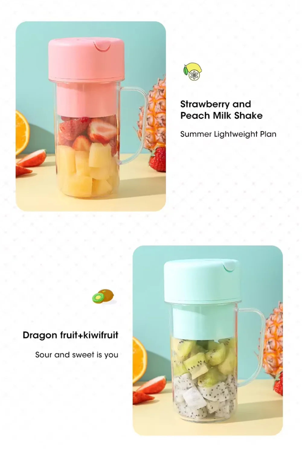 Electric Juicer Bottle with Straw