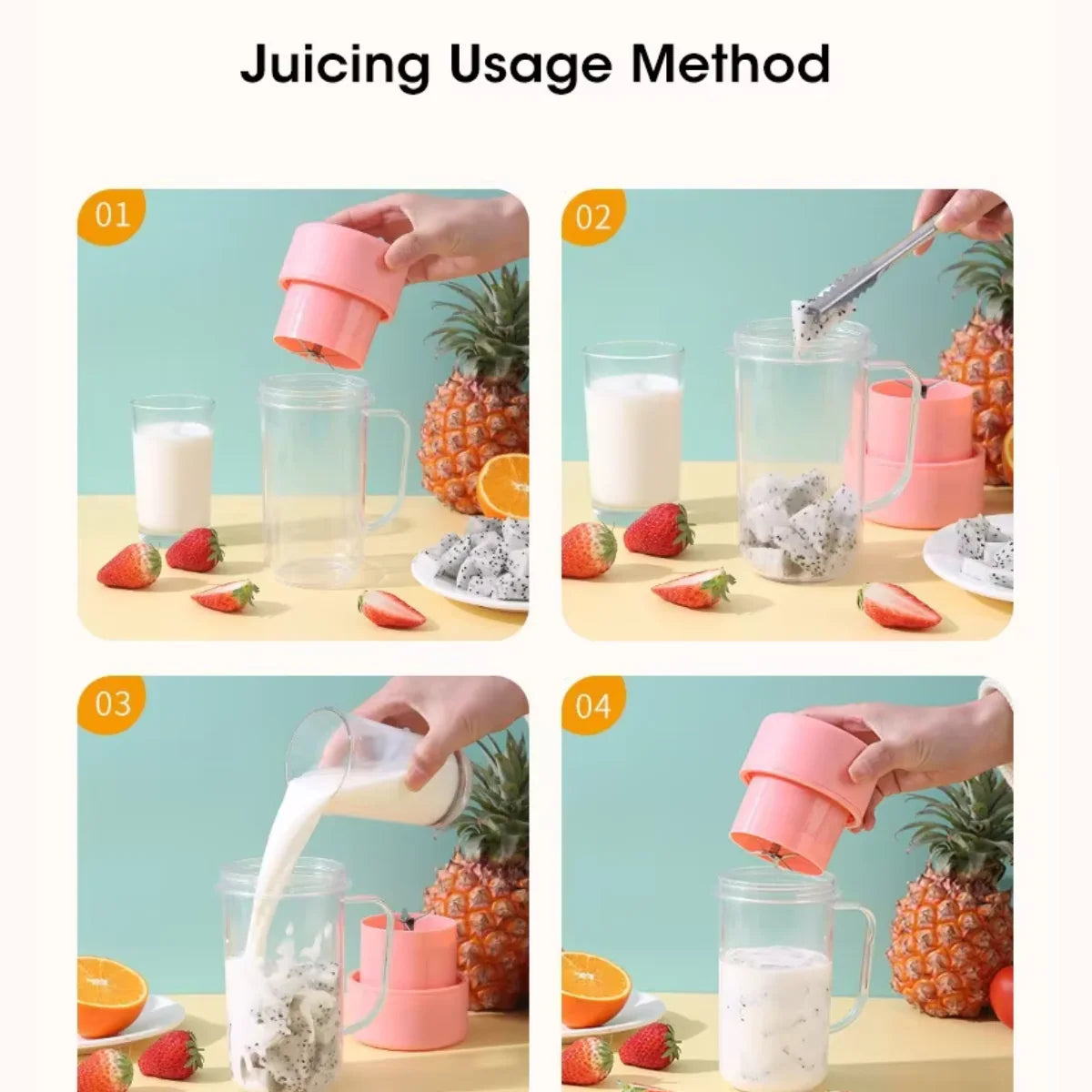 Electric Juicer Bottle with Straw